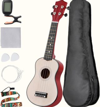 Soprano Ukulele Beginner Kit, 21 Inch Ukelele with Gig bag and Digital Tuner for Beginners, Natural