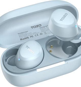 TOZO A1 Wireless Earbuds Bluetooth 5.3 Light Weight in Ear IPX5 Waterproof Headphones 2 Mic for AI Calls, Immersive Premium Sound Bass Headset with Charging Case, 32 Presets EQ Customization via App